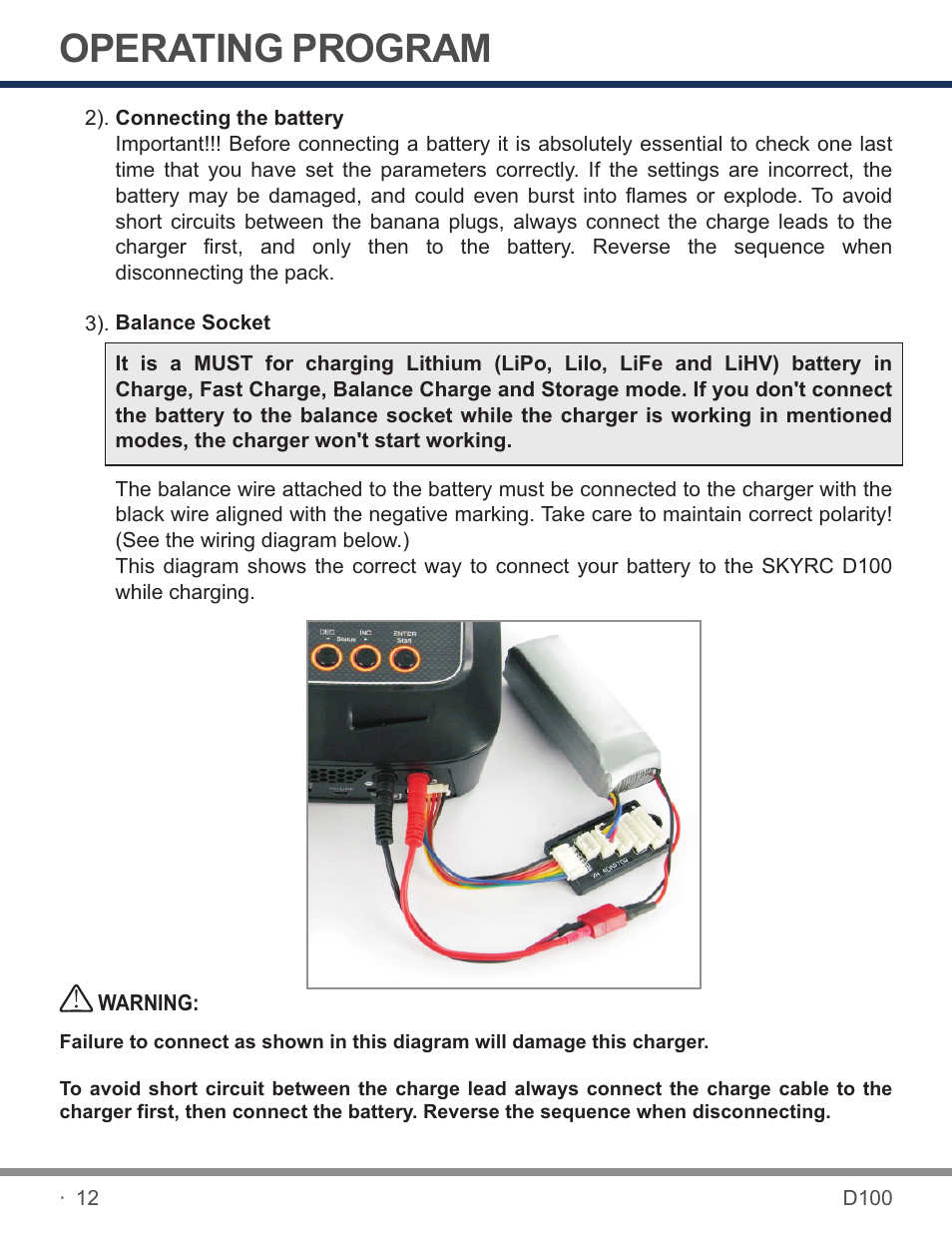 页 14, Operating program | SkyRC D100 Charger User Manual | Page 14 / 30