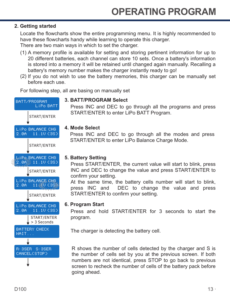 页 15, Operating program | SkyRC D100 Charger User Manual | Page 15 / 30