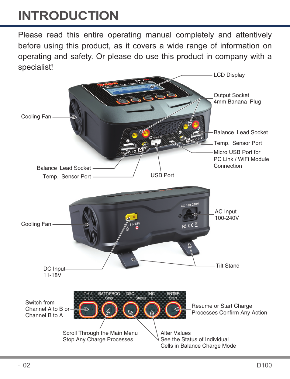 Introduction | SkyRC D100 Charger User Manual | Page 4 / 30