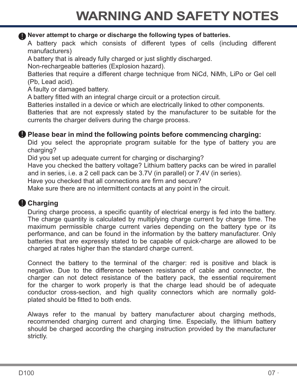 SkyRC D100 Charger User Manual | Page 9 / 30