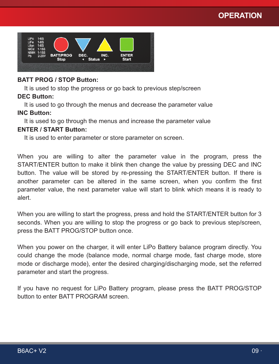 页 11, Operation | SkyRC B6AC+ V2 Charger User Manual | Page 11 / 28