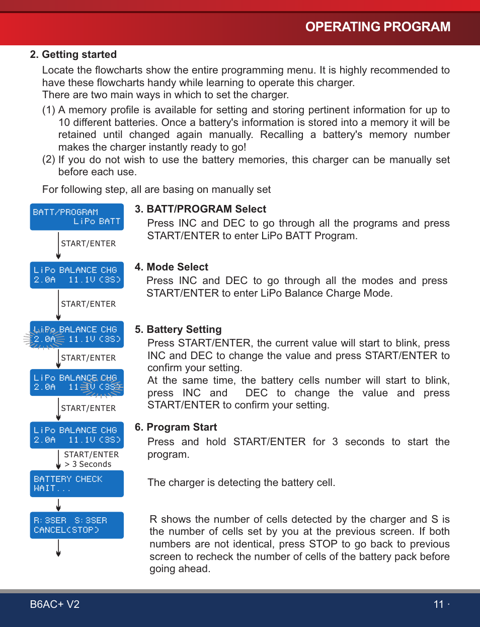 页 13, Operating program | SkyRC B6AC+ V2 Charger User Manual | Page 13 / 28