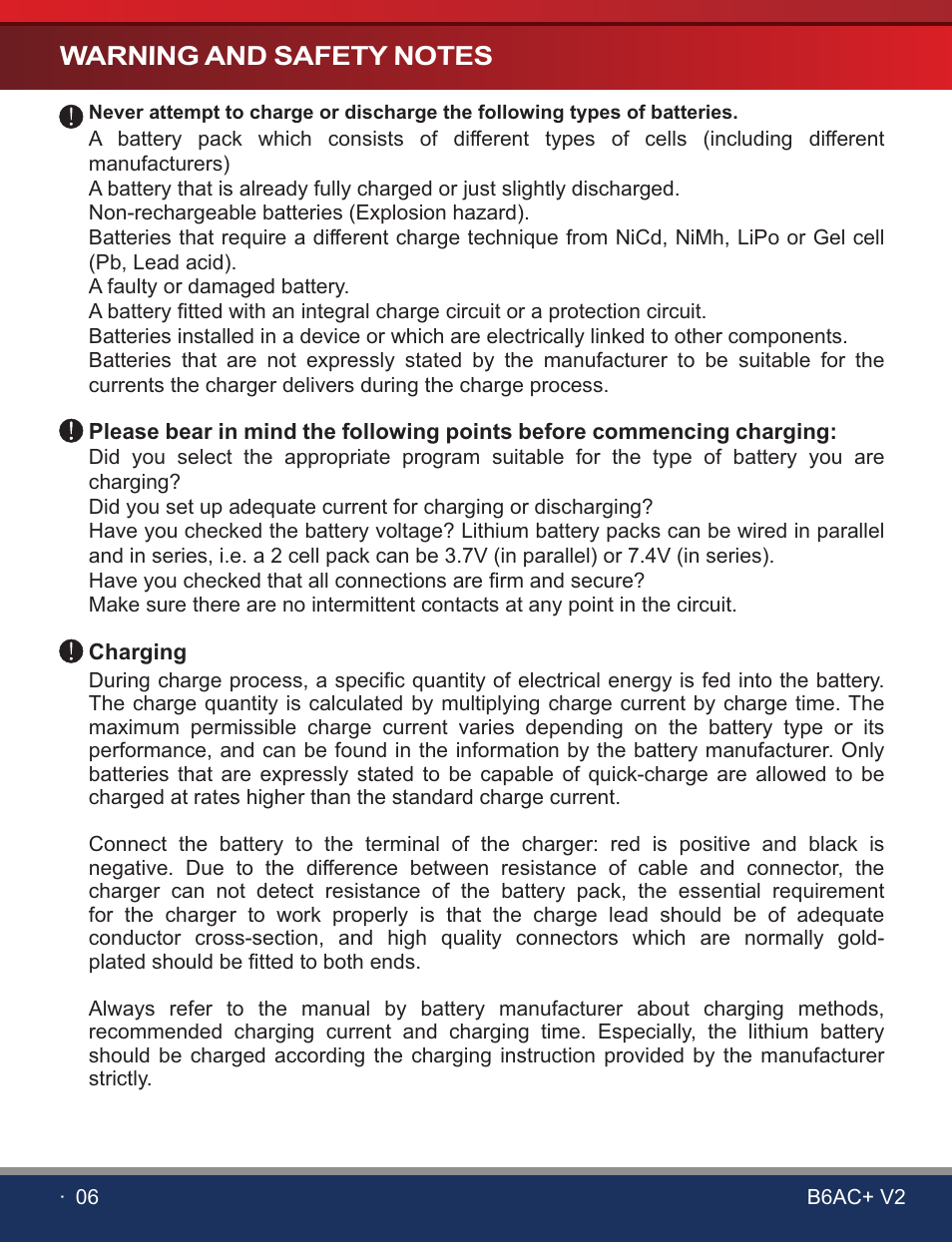 SkyRC B6AC+ V2 Charger User Manual | Page 8 / 28