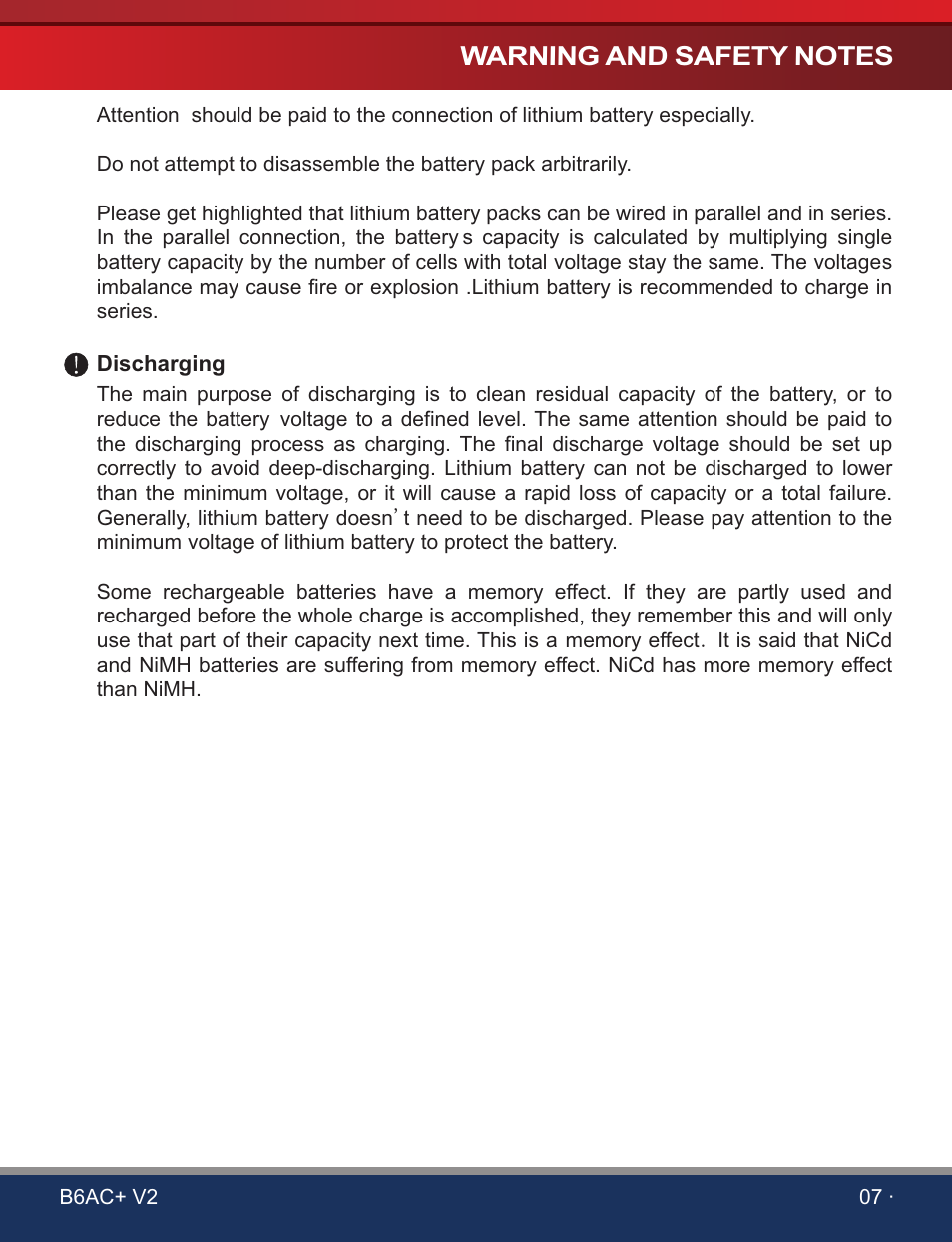 SkyRC B6AC+ V2 Charger User Manual | Page 9 / 28