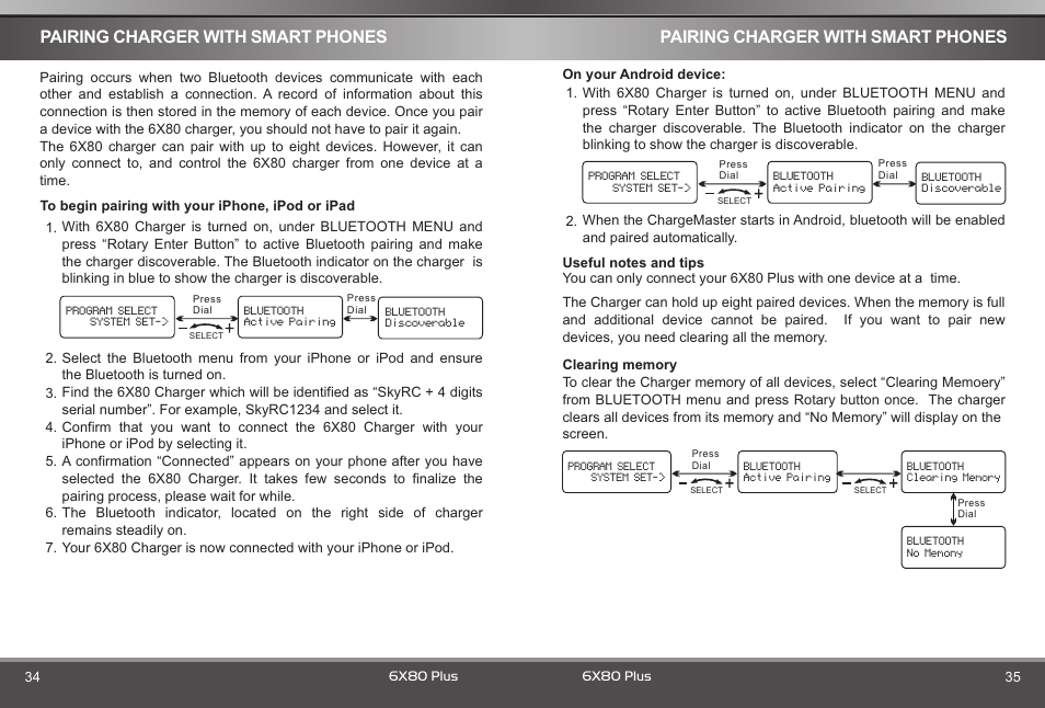 页 19, Pairing charger with smart phones | SkyRC 6x80+ Blue Version Charger User Manual | Page 19 / 22