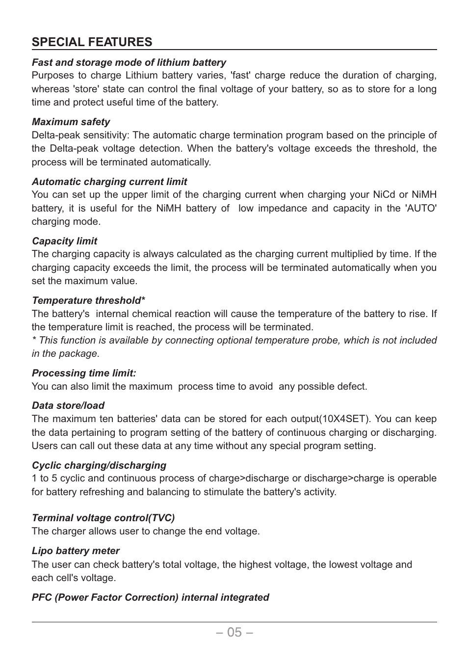 Special features | SkyRC Quattro B6AC User Manual | Page 6 / 28