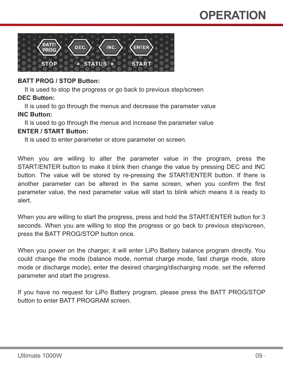 页 11, Operation | SkyRC SKYRC1000W Charger User Manual | Page 11 / 32