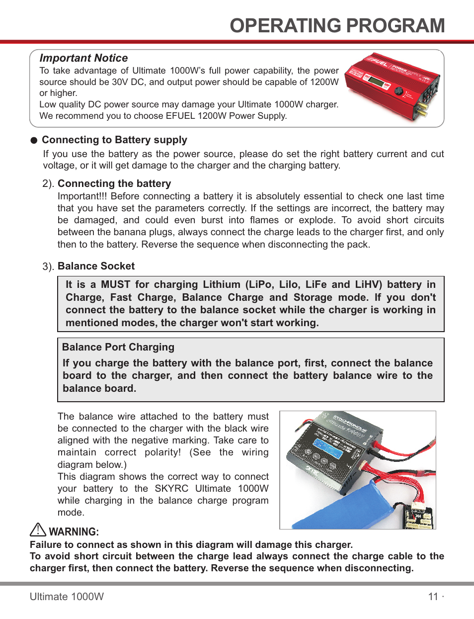 页 13, Operating program | SkyRC SKYRC1000W Charger User Manual | Page 13 / 32