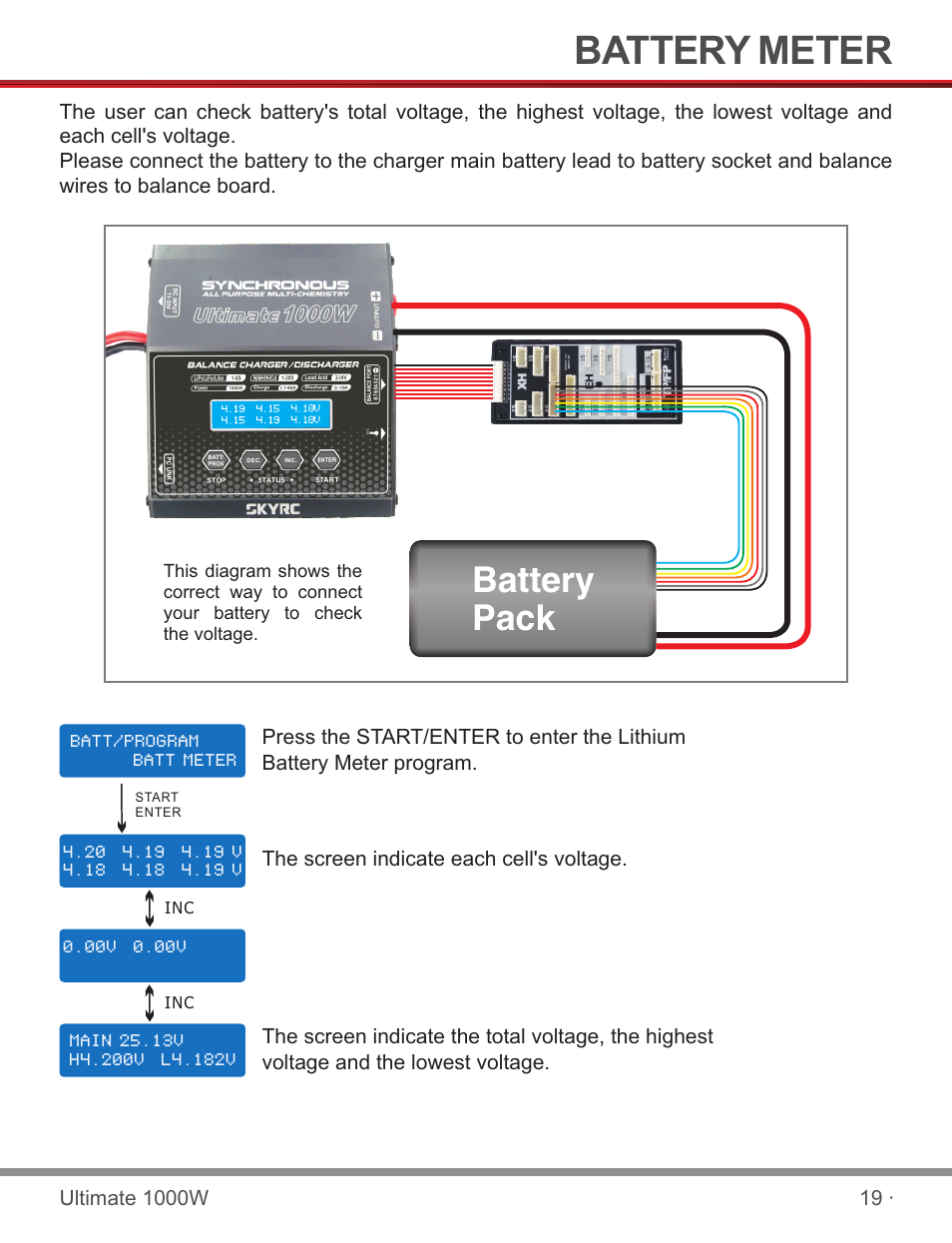 页 21, Battery meter, Battery pack | SkyRC SKYRC1000W Charger User Manual | Page 21 / 32