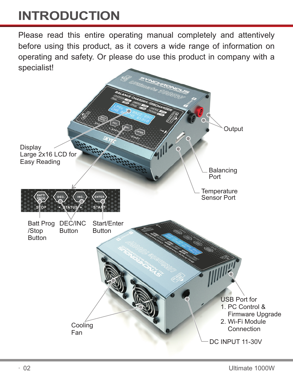 Introduction | SkyRC SKYRC1000W Charger User Manual | Page 4 / 32