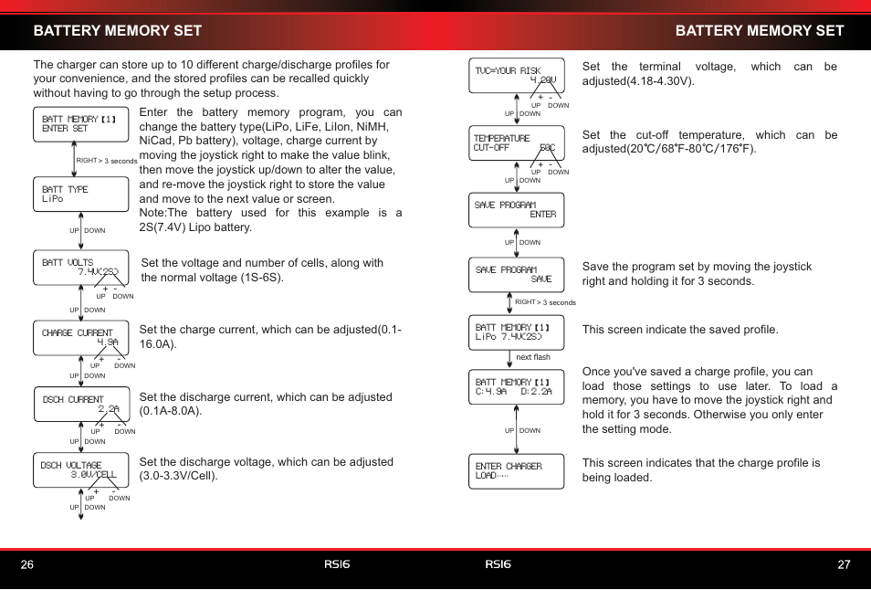 SkyRC RS16 180W/16A Balance Charger/Discharger User Manual | Page 15 / 20