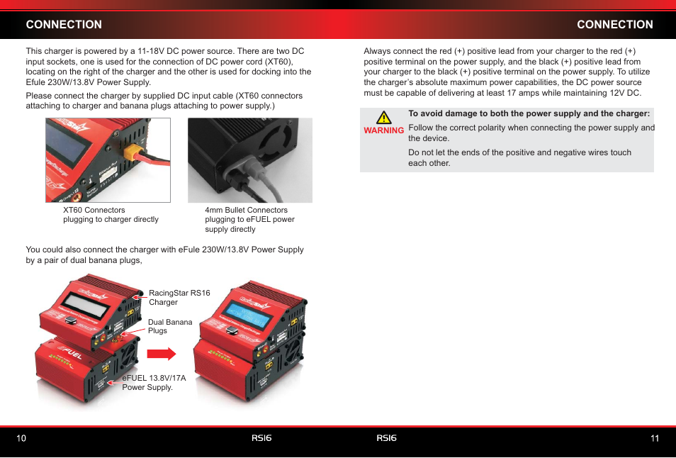 Connection | SkyRC RS16 180W/16A Balance Charger/Discharger User Manual | Page 7 / 20