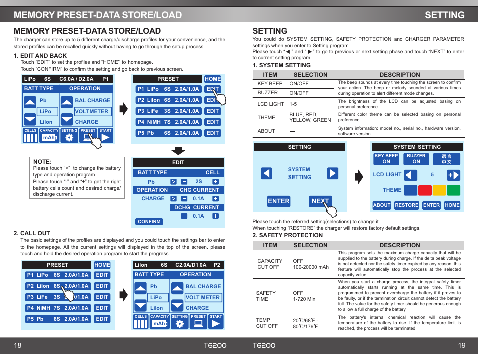 页 11, Setting | SkyRC T6200 Charger User Manual | Page 11 / 14