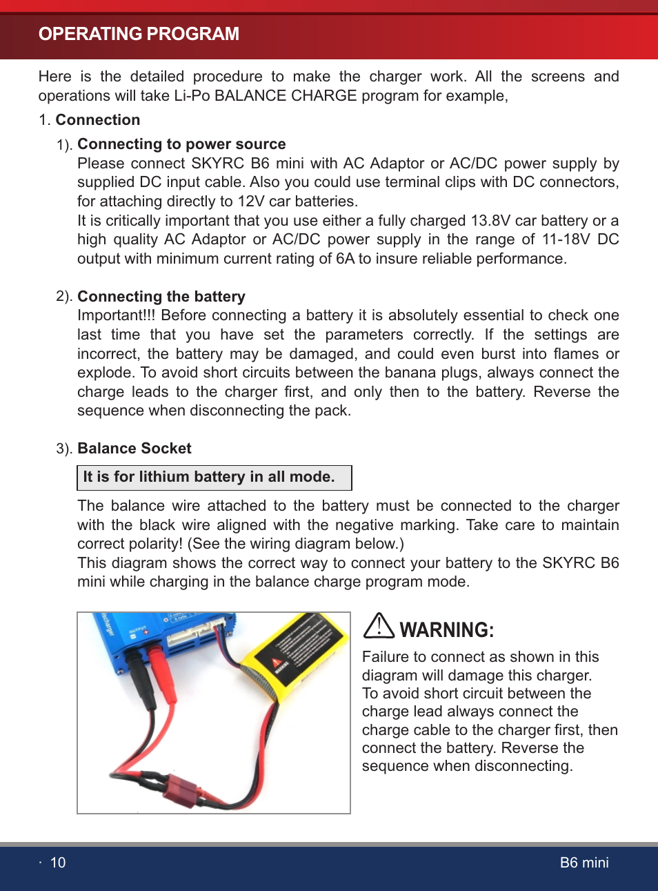 页 12, Warning | SkyRC iMAX B6 Mini Charger User Manual | Page 12 / 28