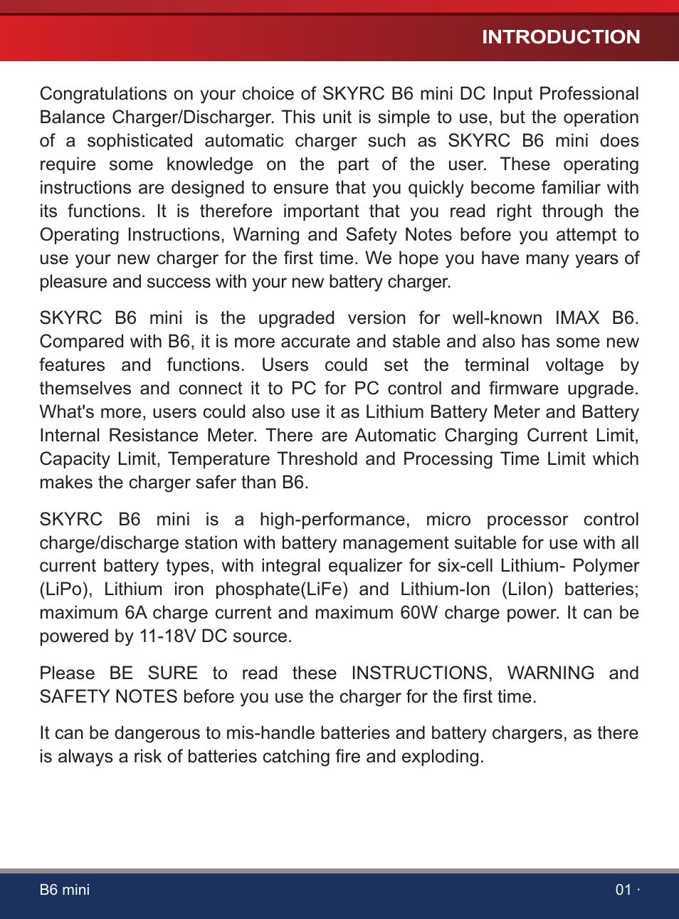 SkyRC iMAX B6 Mini Charger User Manual | Page 3 / 28