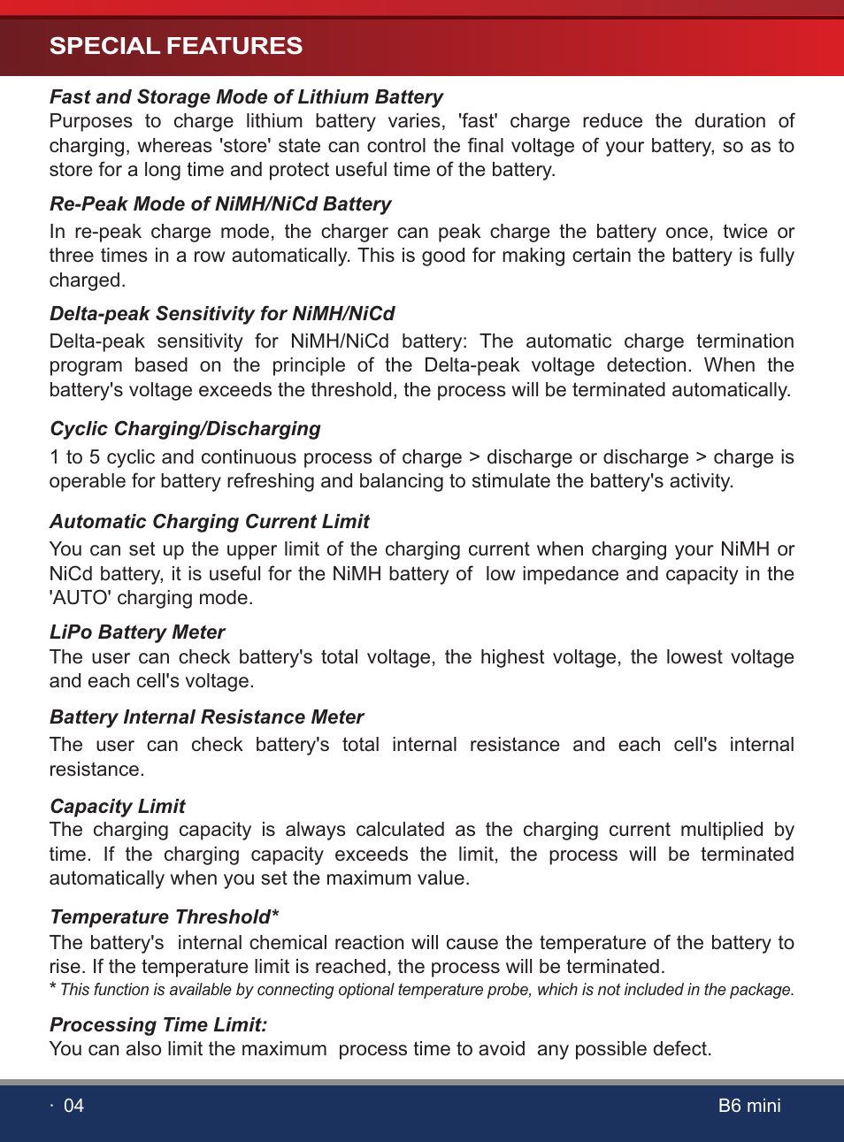 SkyRC iMAX B6 Mini Charger User Manual | Page 6 / 28