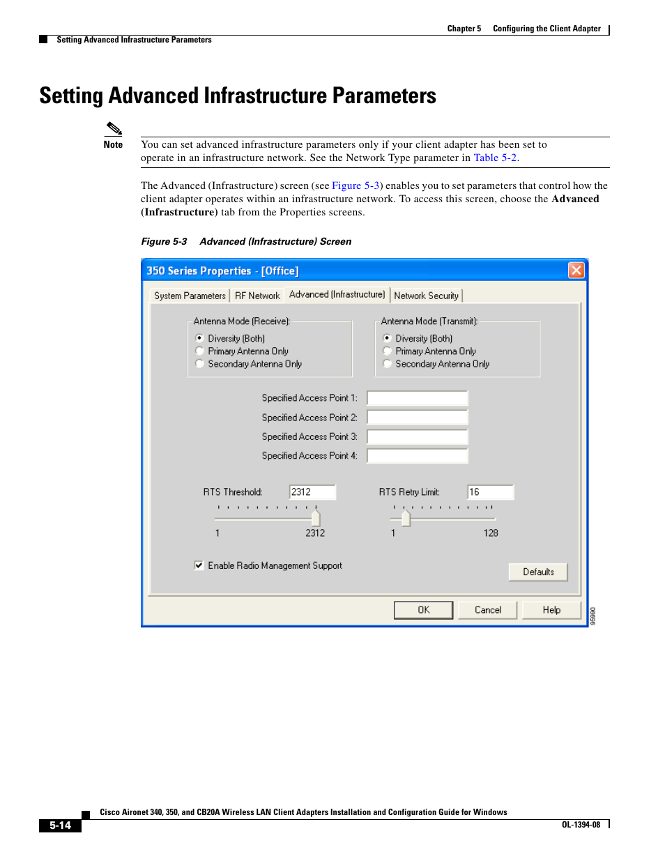 Setting advanced infrastructure parameters | Cisco 340 User Manual | Page 14 / 62