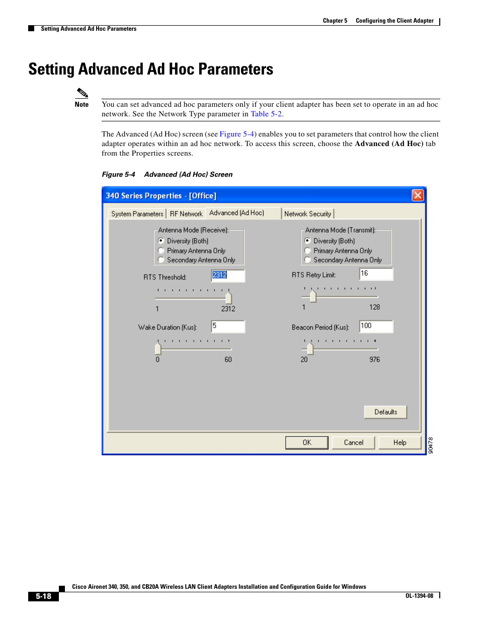 Setting advanced ad hoc parameters | Cisco 340 User Manual | Page 18 / 62