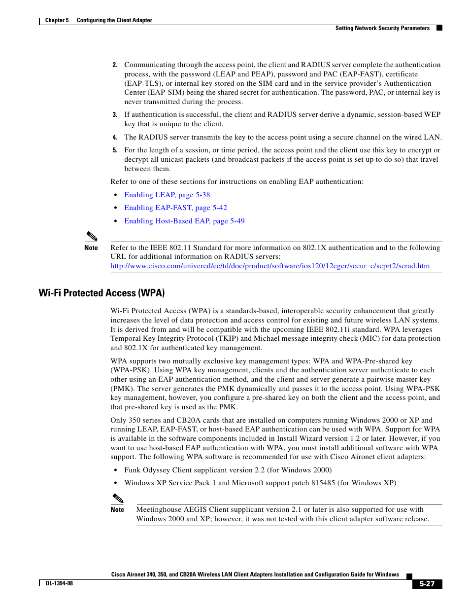 Wi-fi protected access (wpa) | Cisco 340 User Manual | Page 27 / 62