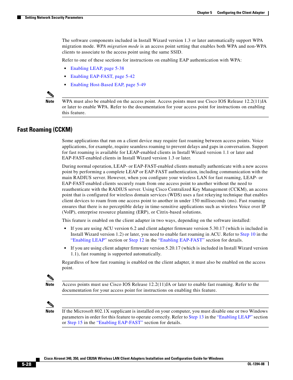 Fast roaming (cckm) | Cisco 340 User Manual | Page 28 / 62