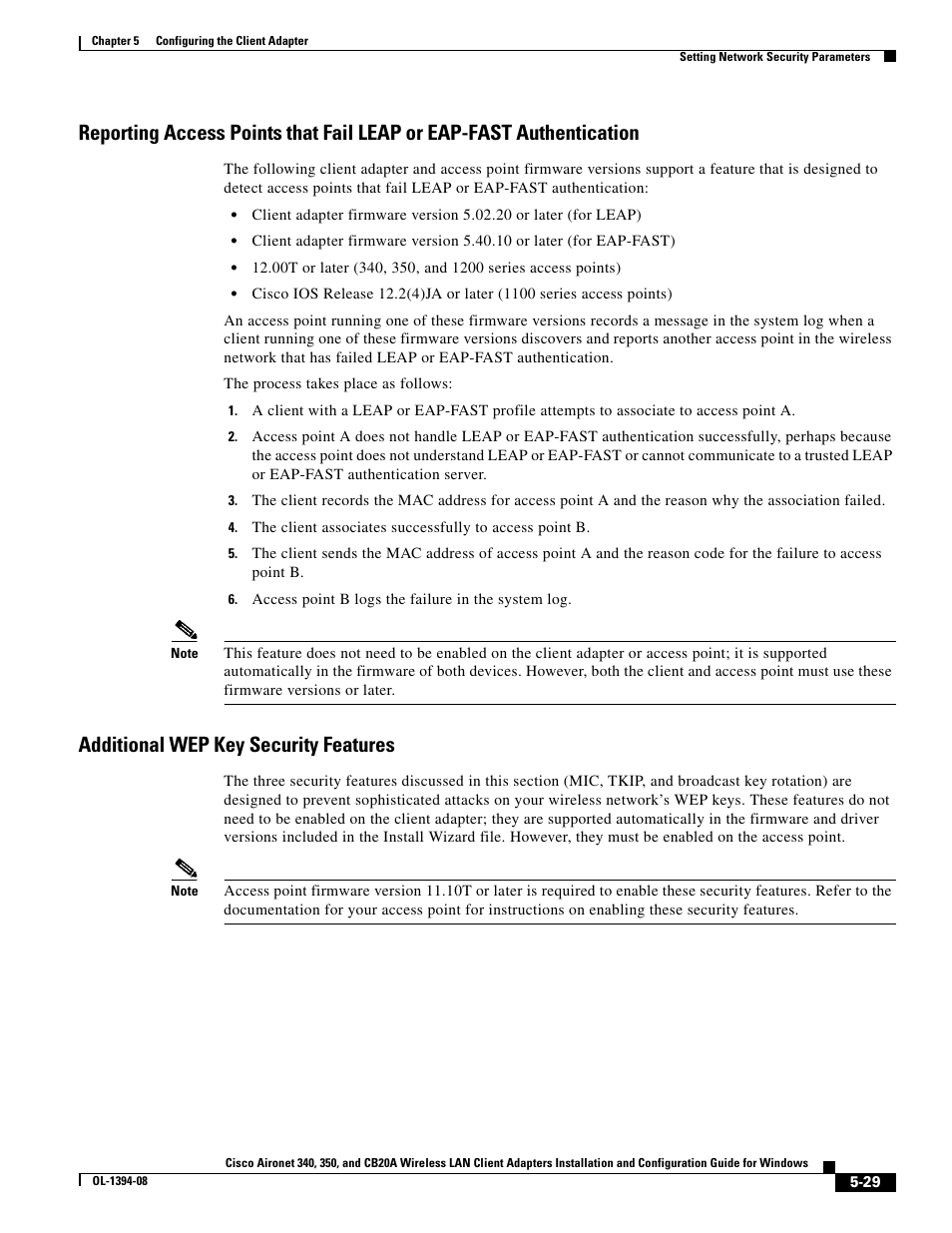 Additional wep key security features | Cisco 340 User Manual | Page 29 / 62