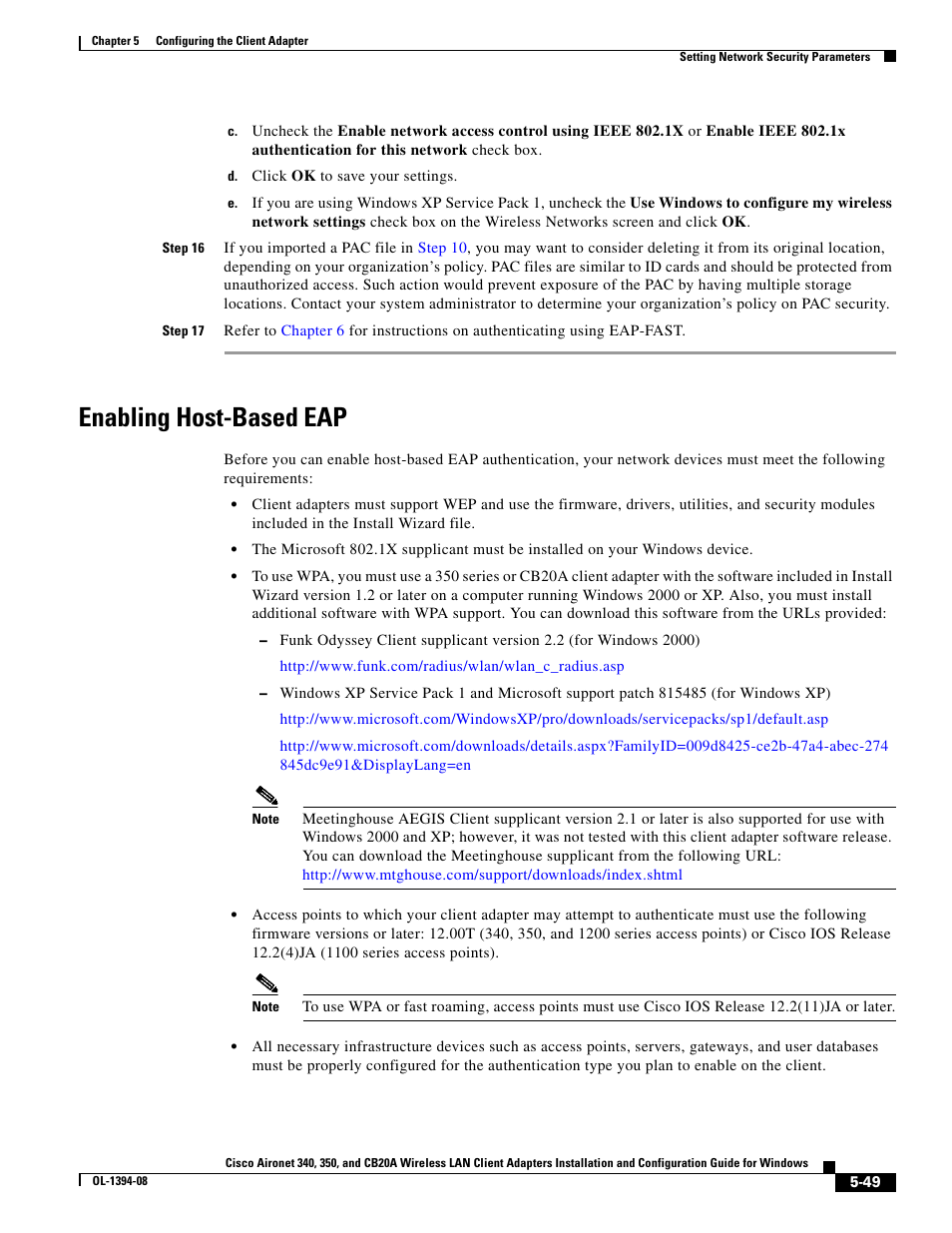 Enabling host-based eap | Cisco 340 User Manual | Page 49 / 62