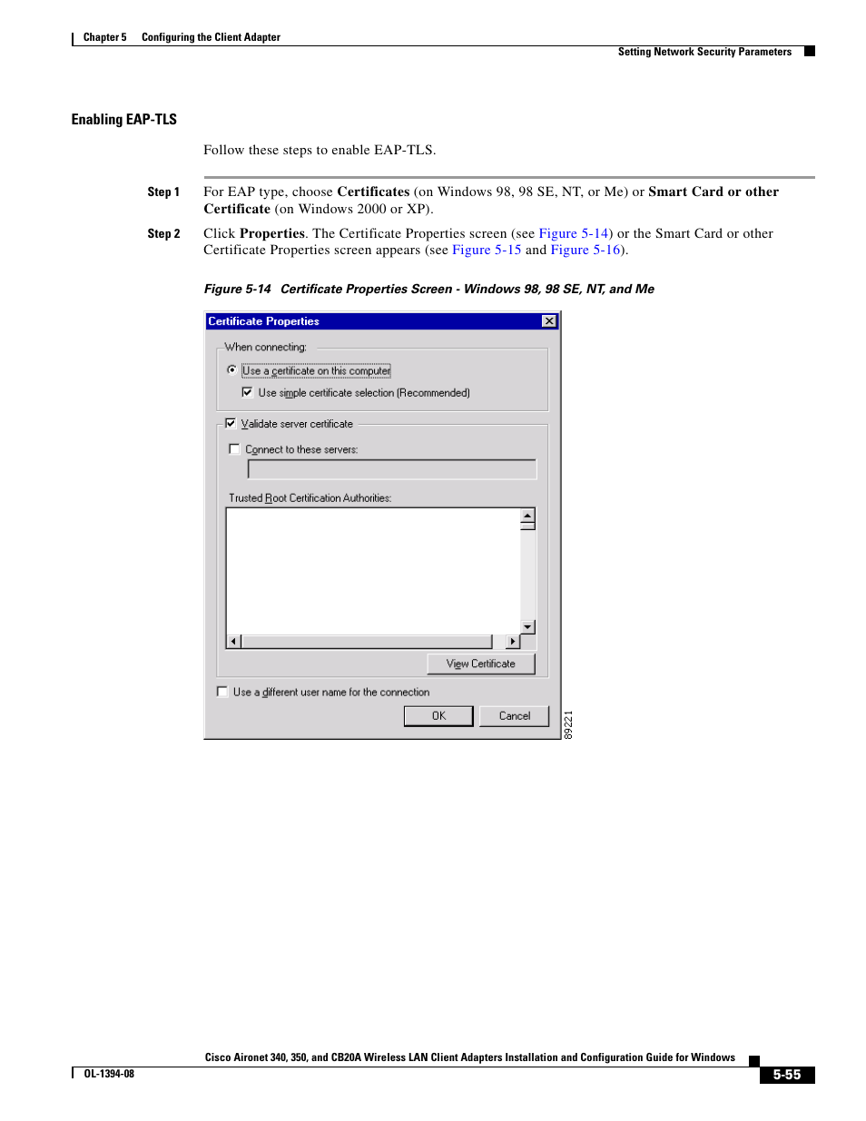 Use eap-tls, go to the | Cisco 340 User Manual | Page 55 / 62