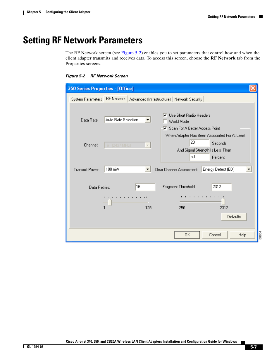 Setting rf network parameters | Cisco 340 User Manual | Page 7 / 62