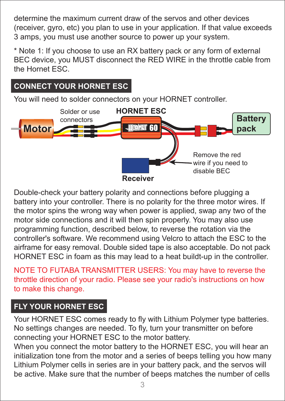 Motor | SkyRC Hornet 60A ESC for Air User Manual | Page 3 / 10