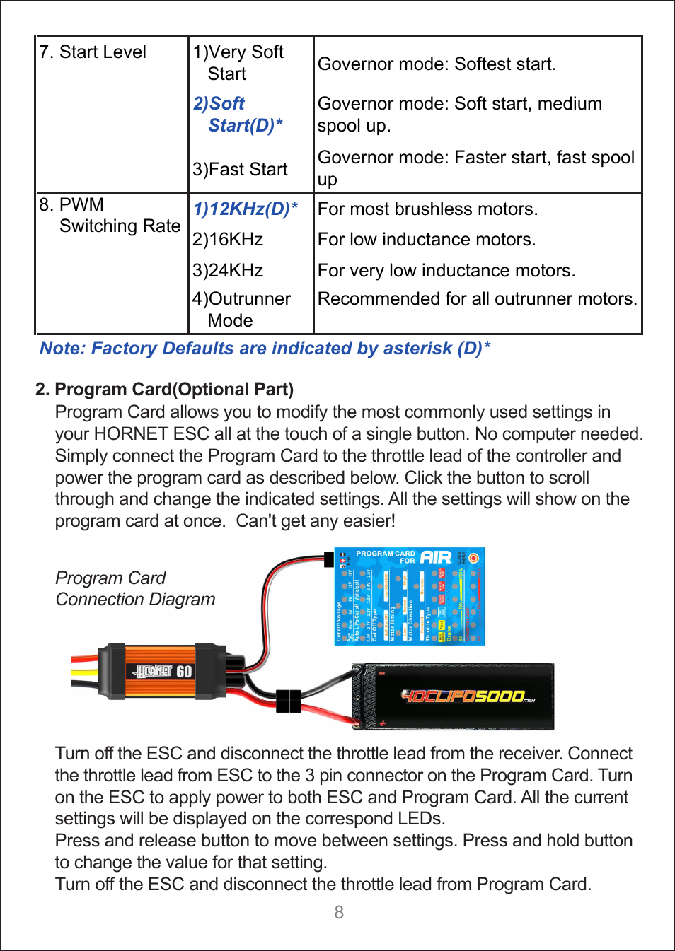 SkyRC Hornet 60A ESC for Air User Manual | Page 8 / 10