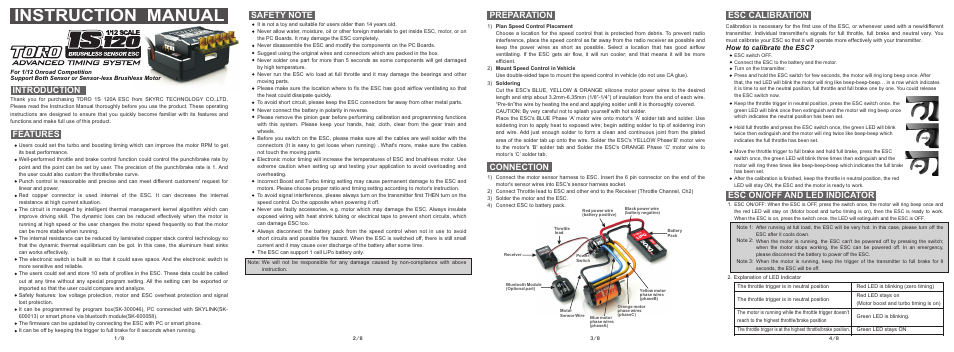 SkyRC Toro 1S120 ESC User Manual | 2 pages