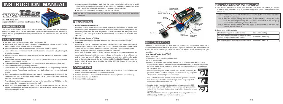 SkyRC Toro TS50 Sensored ESC User Manual | 2 pages