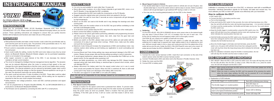 SkyRC Toro SC120A ESC User Manual | 2 pages