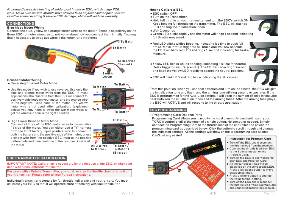 SkyRC Toro 8 X150 150A ESC for 1/8 Car User Manual | Page 2 / 4