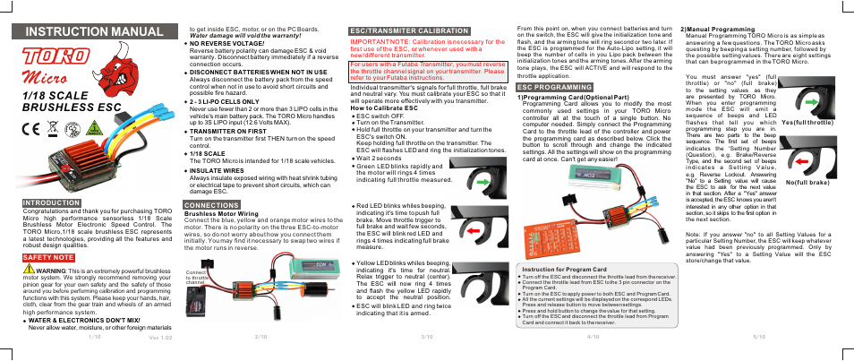 SkyRC Toro Micro M25 25A ESC for 1/18 Car User Manual | 2 pages