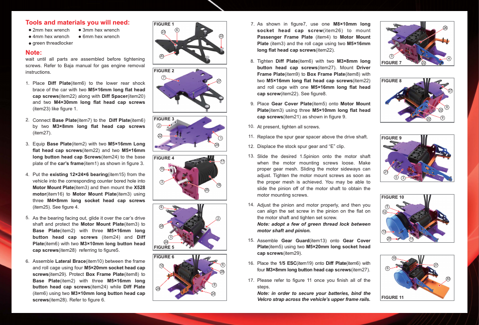 Tools and materials you will need | SkyRC Conversion Kit for 1/5th Scale Baja User Manual | Page 2 / 2