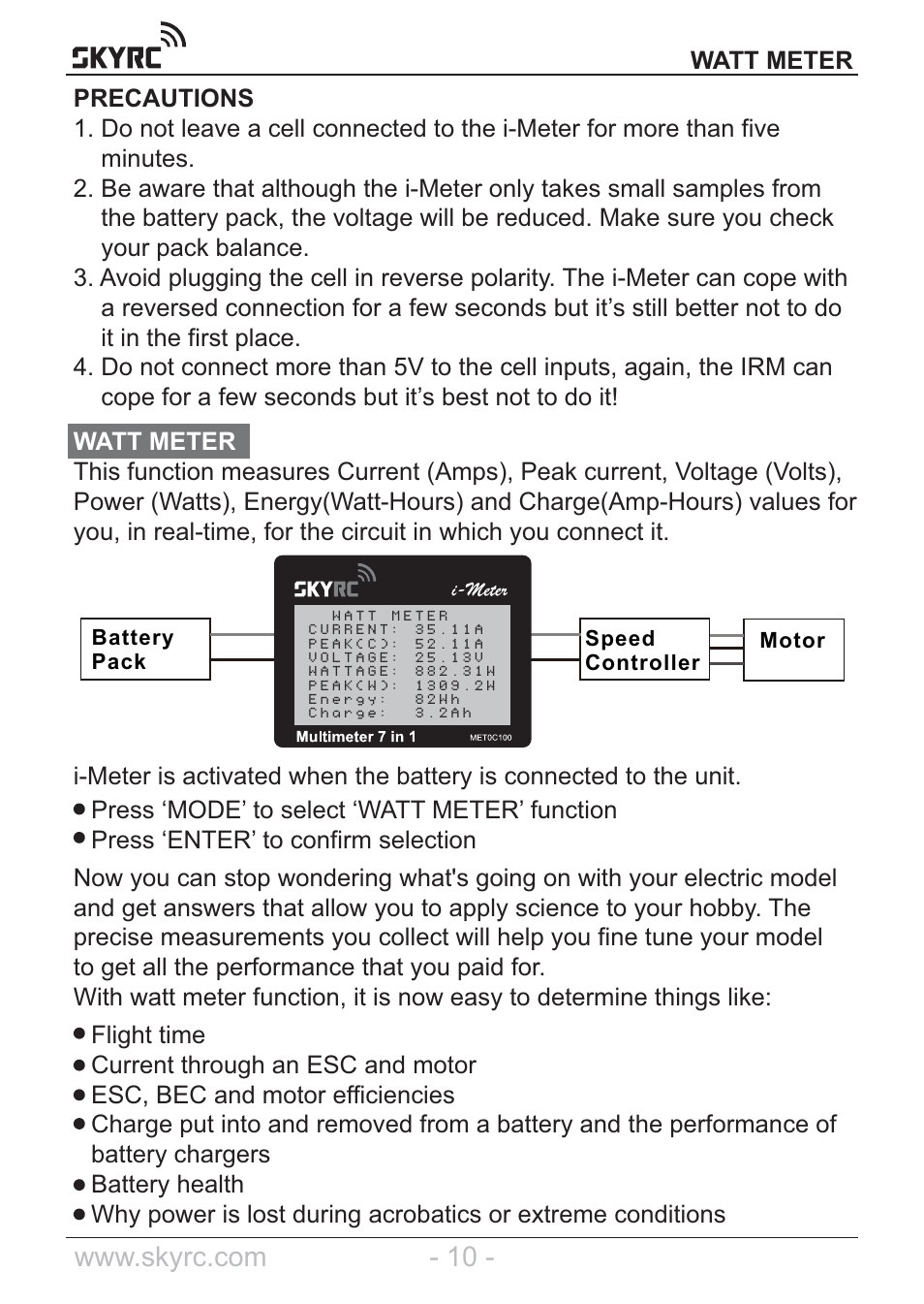 SkyRC Multimeter User Manual | Page 10 / 16