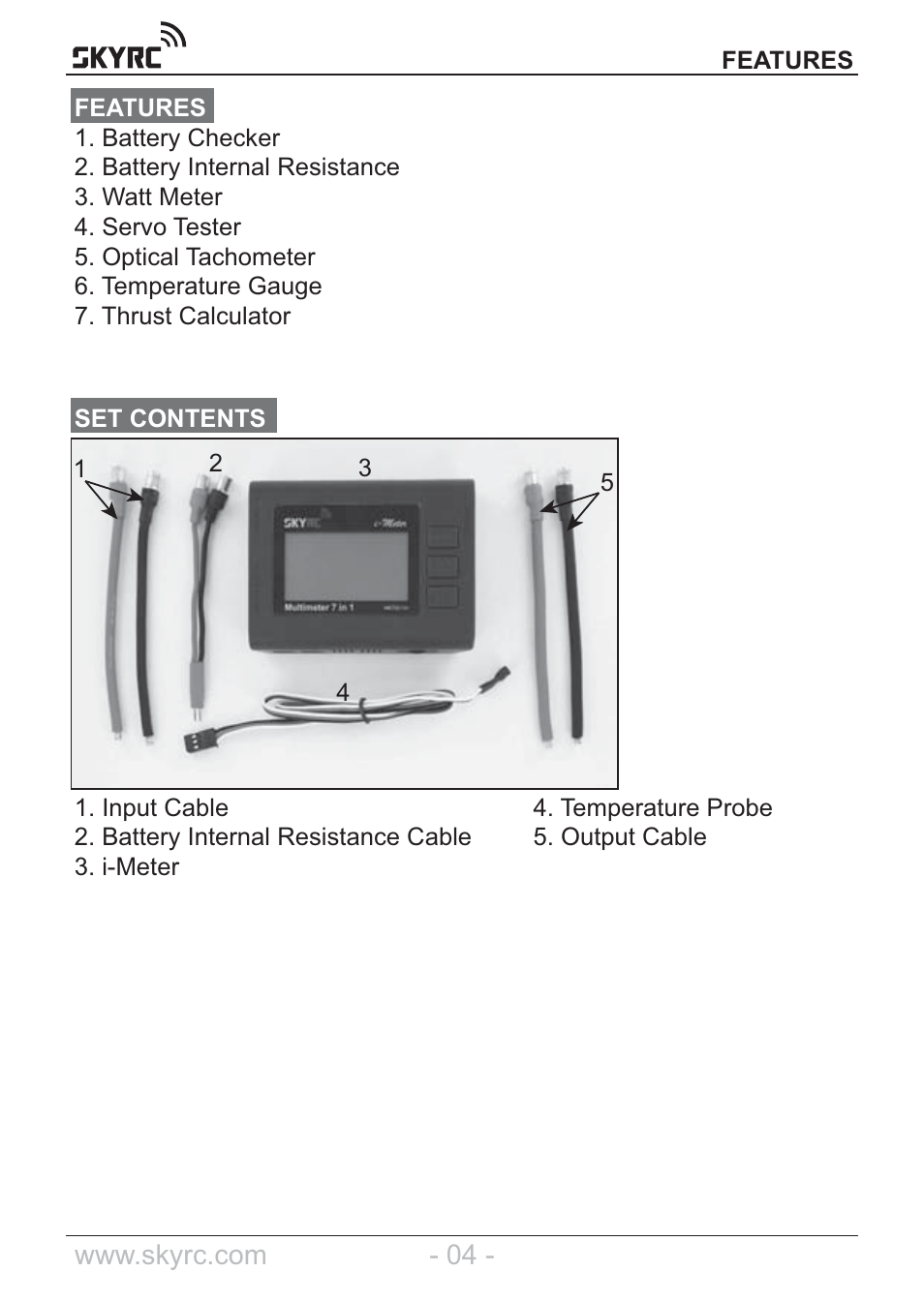 SkyRC Multimeter User Manual | Page 4 / 16