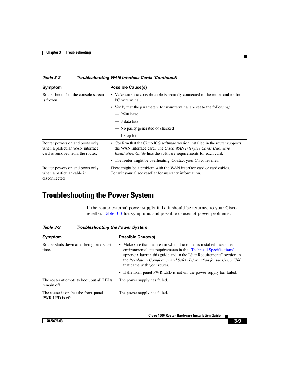 Troubleshooting the power system | Cisco 1700 User Manual | Page 57 / 88