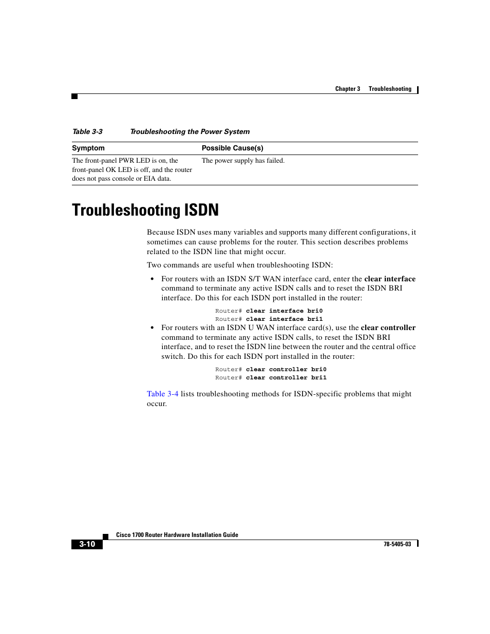 Troubleshooting isdn | Cisco 1700 User Manual | Page 58 / 88