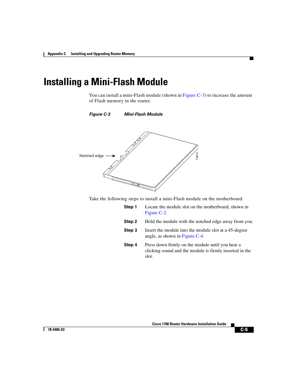 Installing a mini-flash module | Cisco 1700 User Manual | Page 71 / 88