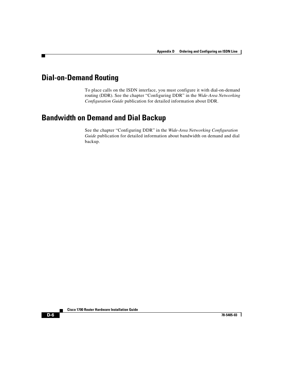Dial-on-demand routing, Bandwidth on demand and dial backup | Cisco 1700 User Manual | Page 82 / 88