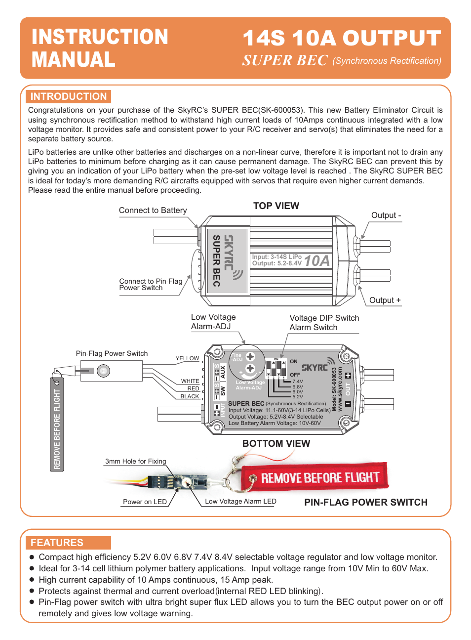 SkyRC 14S 10A BEC User Manual | 2 pages