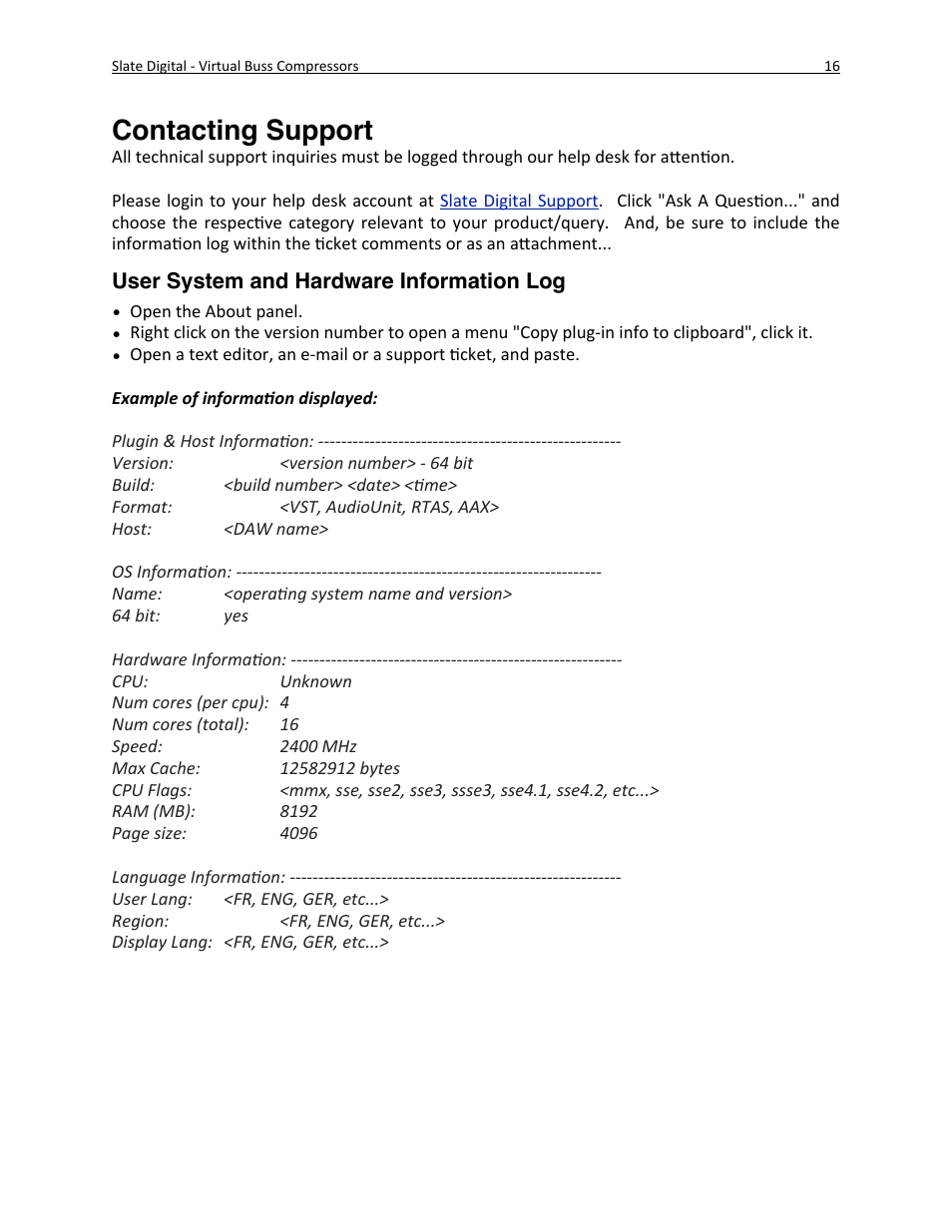 Contacting support | Slate Digital Virtual Buss Compressors User Manual | Page 16 / 18