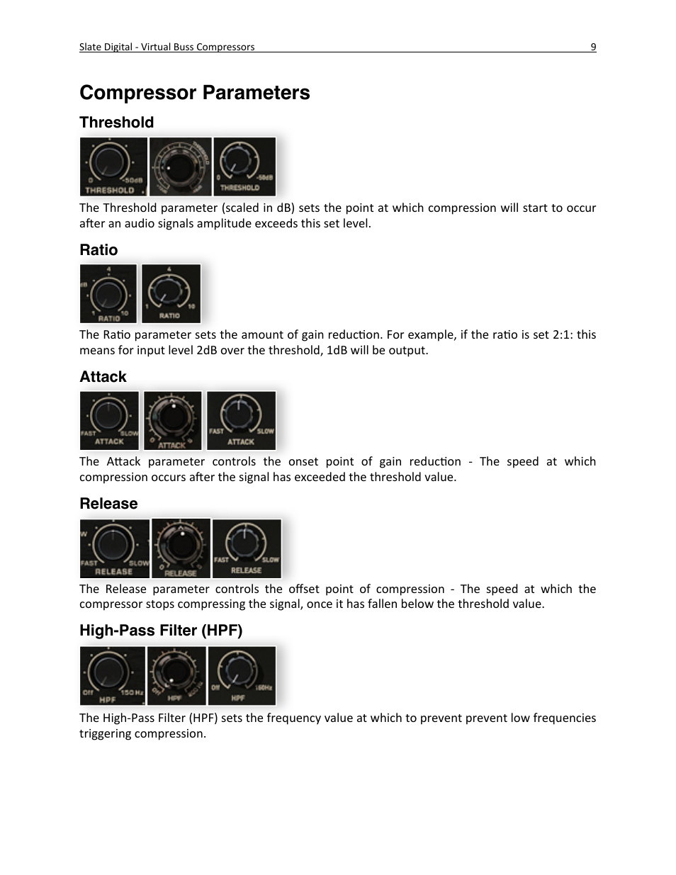 Compressor parameters | Slate Digital Virtual Buss Compressors User Manual | Page 9 / 18