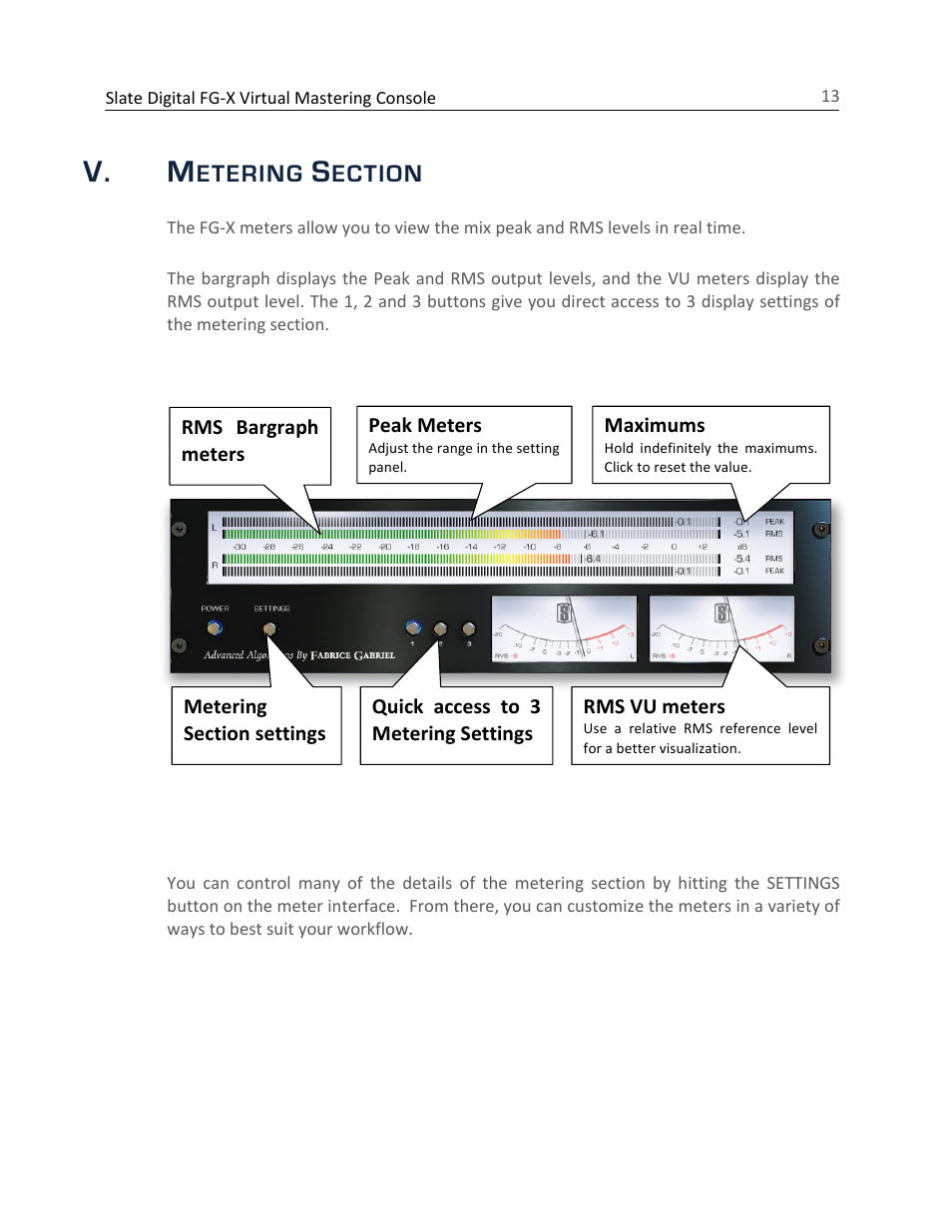 V. m, Etering, Ection | Slate Digital FG-X Virtual Mastering Processor User Manual | Page 13 / 21