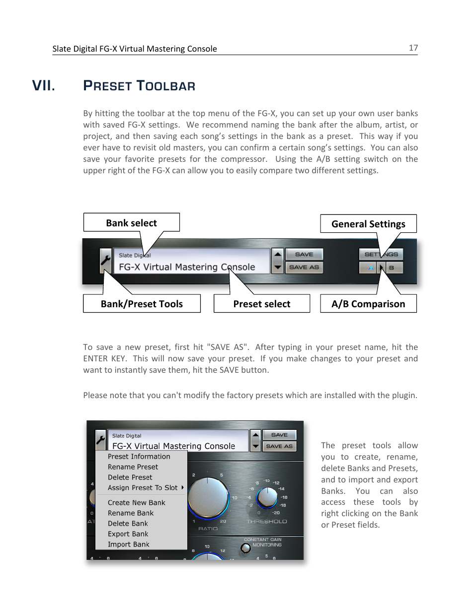 Vii. p, Reset, Oolbar | Slate Digital FG-X Virtual Mastering Processor User Manual | Page 17 / 21