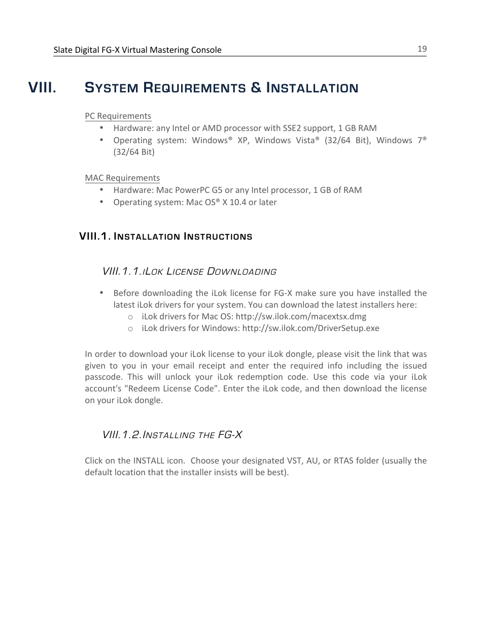 Viii. s | Slate Digital FG-X Virtual Mastering Processor User Manual | Page 19 / 21