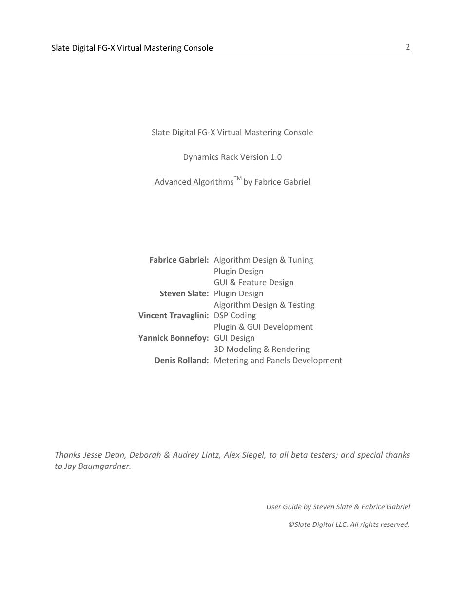 Slate Digital FG-X Virtual Mastering Processor User Manual | Page 2 / 21