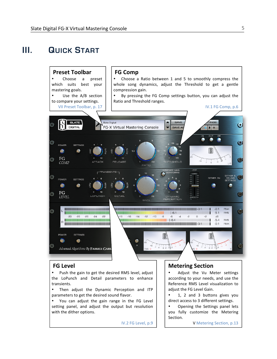Iii. q, Uick, Tart | Slate Digital FG-X Virtual Mastering Processor User Manual | Page 5 / 21